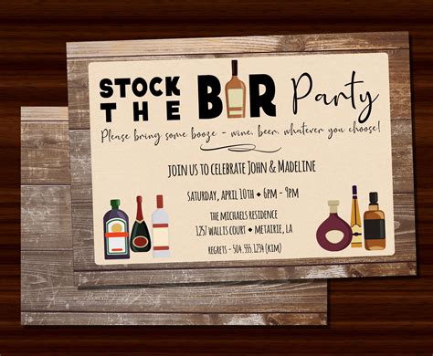 stock the bar party ideas|stock the bar party invitation.